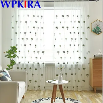 

Coconut Tree Tulle Curtain For Living Room Volie Sheer Curtain Bedroom Kitchen Drape Panel Valance Sheer Home Decora X-AD367#30