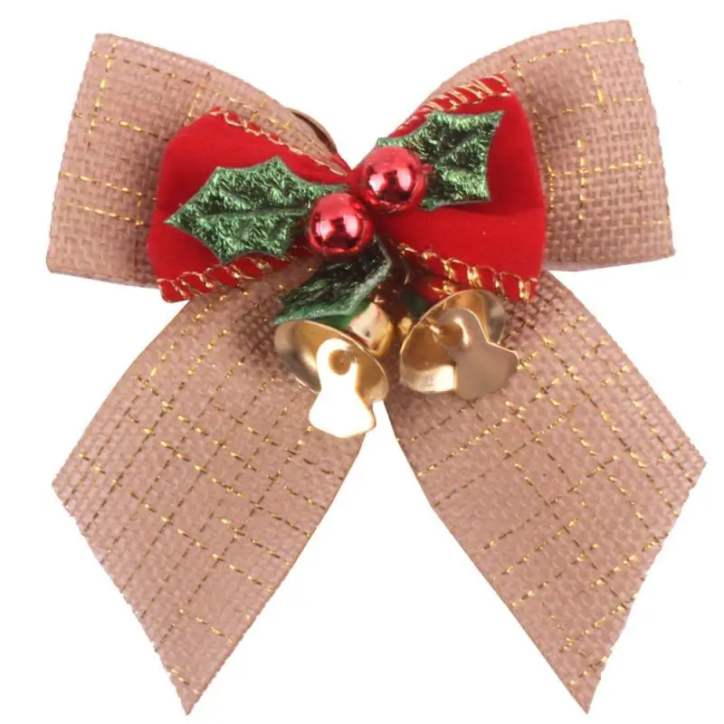 New Bowknots Christmas Bows With Iron Bells Bow Tie DIY Gift Bow Mini Craft Bows Christmas Tree Decorations Christmas Supplies