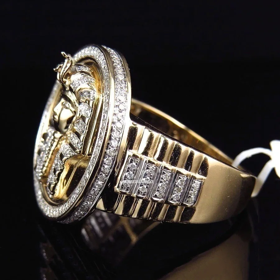 Модные панк рок хип хоп Египетский Король Tutankhamun Золотое кольцо винтажная личность вечерние кольца на годовщину для мужчин и женщин ювелирные изделия