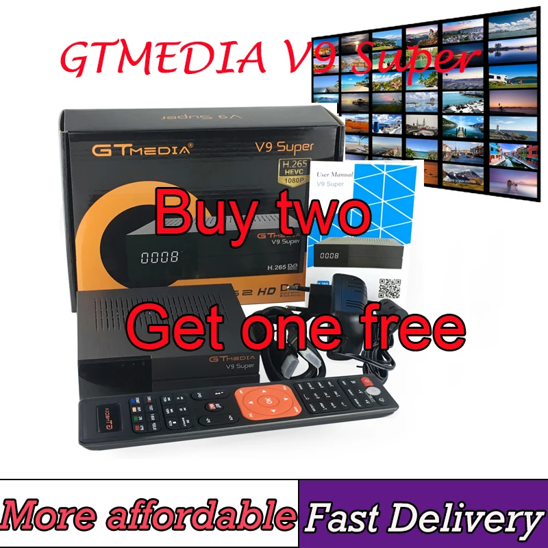 

GTmedia V9 Super 1080P DVB-S2 CCcam Spain Satellite TV Receiver Same as GTmedia V8 Nova Freesat V9 Super Spain CCcam 3pcs tv box