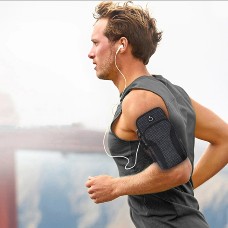 Sport Armband Case Holder Zippered Fitness Running Arm Band Bag Pouch Adjustable Joggin Workout Phone Cover Smart Phone Bag