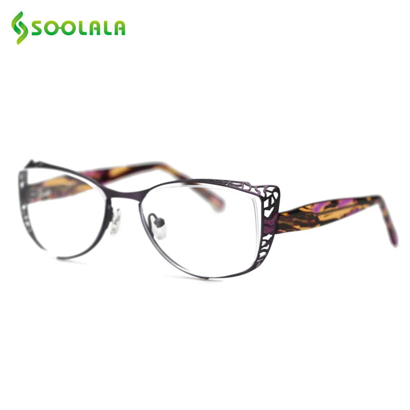 SOOLALA, весенние шарниры, кошачий глаз, анти-синий светильник, очки для чтения, женские очки для пресбиопии, диоптрий с подарочной посылка 0,5 1,0-5,0
