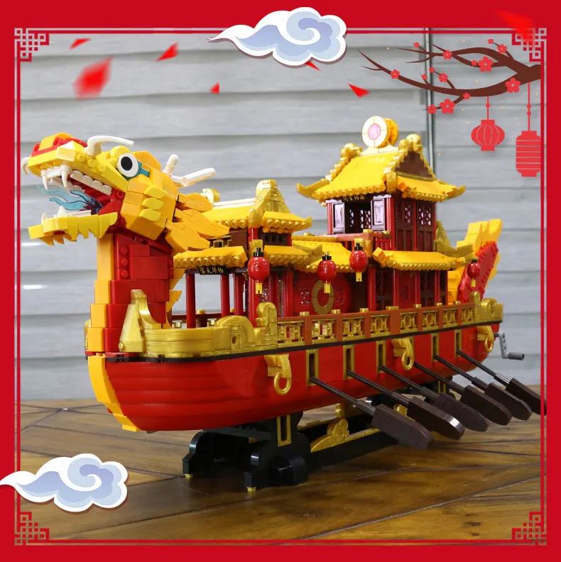 3325pcs Chinese Style Royal Dragon Boat Building Blocks Ship Bricks Toys for Children Xingbao 25002 | Игрушки и хобби