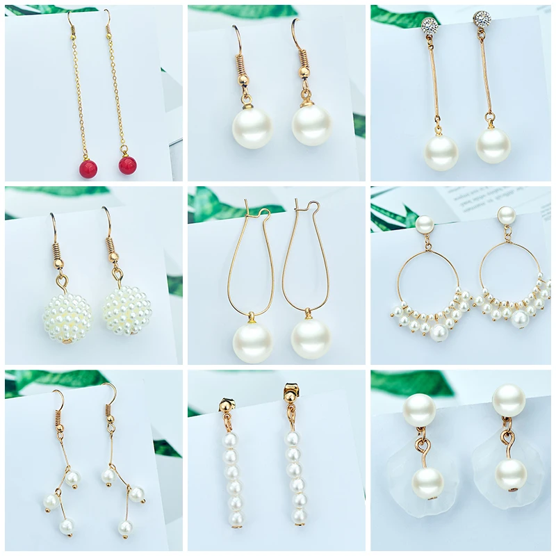 

SHUANGR Simulated Pearl Drop Earrings For Women Lover Geometric Gold Round Heart Dangle Earrings Korean Statement Jewelry