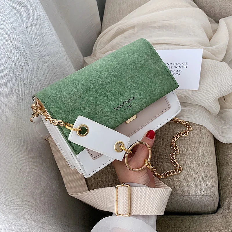 

Scrub Leather Contrast Color Crossbody Bags For Women 2020 Chain Messenger Shoulder Bag Ladies Purses and Handbags Cross Body