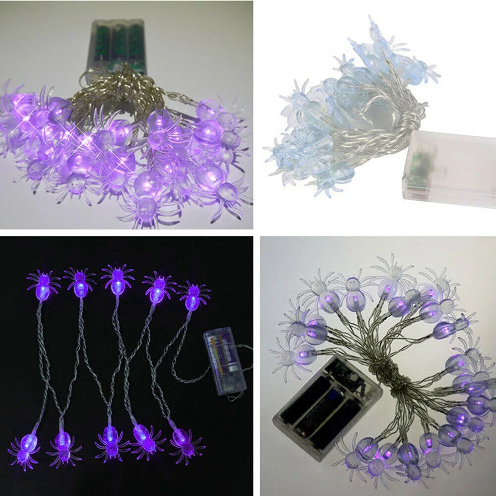 20LED батарея коробка паук фиолетовый свет световая лента на батареях Хэллоуин Бар праздник Рождество огни Хэллоуин украшение