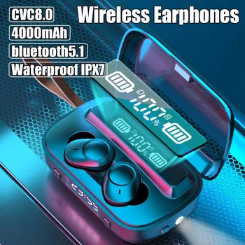

TWS Bluetooth 5.1 Earphones 4000mAh HIFI Mini In-ear CVC8.0 9D Stereo Double Noise Reduction Support 3 Systems Sport Run HD Call