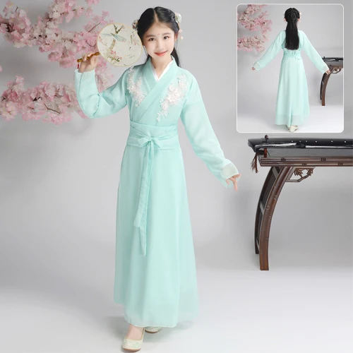2 Китайский костюм для девочек; Hanfu; Детский костюм; костюм феи в китайском стиле; супер сказочное платье принцессы; элегантное античное платье - Цвет: 2