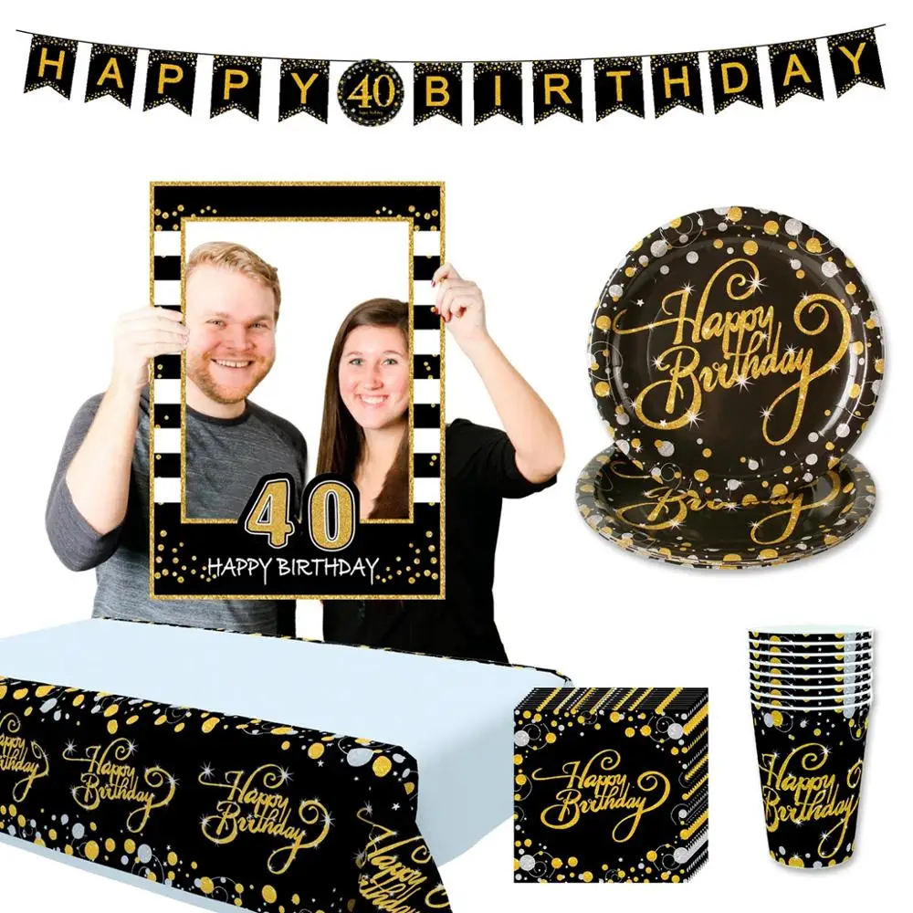 

HUIRAN Black Gold Balloons 30 40 50 Years Cheers to 30 years Ballons 30th 40th Years Birthday 50th years Party Decor Latex Balon