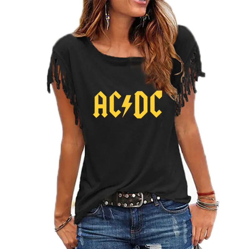 ACDC Women's Printed T-Shirt Graphic Tshirts Hip Hop Rap Music Short Sleeve Tops Tee Shirt - Цвет: 12