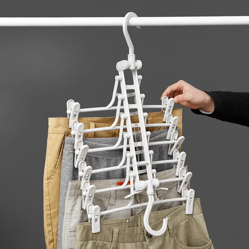 

Non-Slip Hanger 6-hangers-in-1-set Magical Clothing Hanger Ultra Thin Space Saving Wardrobe for Pants Skirts Clothes Trousers