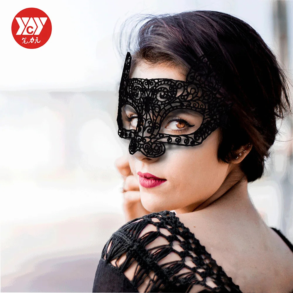 

1PC Black Sexy Lady Lace Mask Eye Mask Masquerade Mask Half Face Ball Party Masks for Halloween Party Festive Carnival Supplies