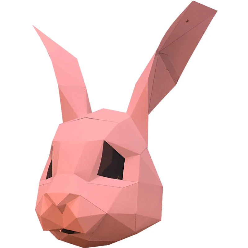 Pre Cut 3D Papercraft Paper Mask Bunny Rabbit Halloween Costume Cosplay Masks women DIY Toys Kid Art Party