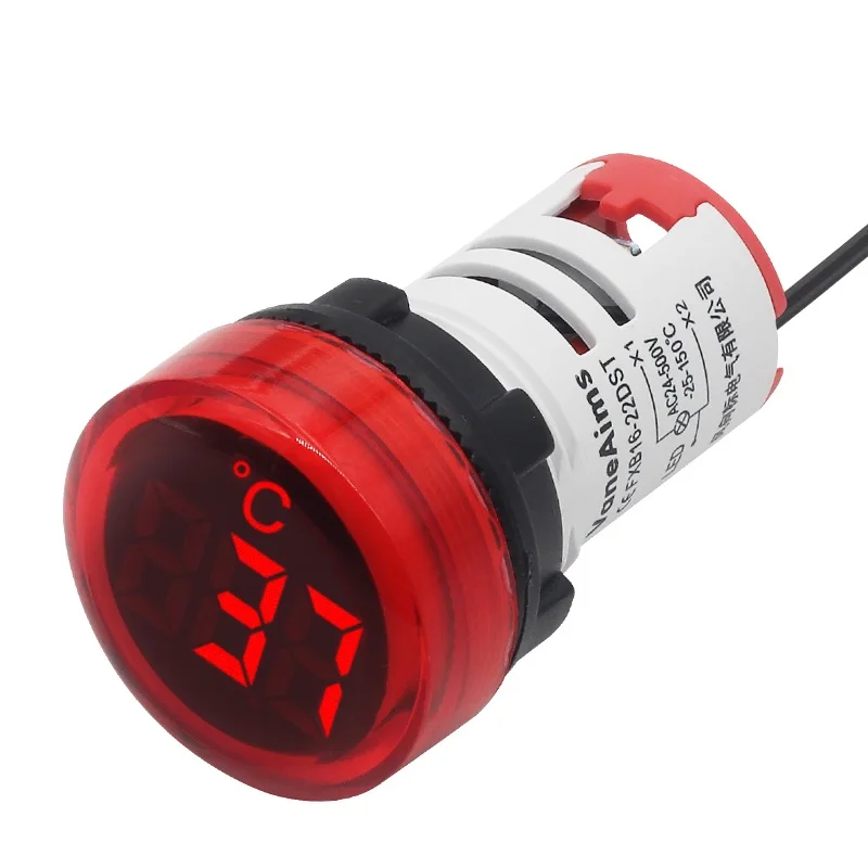 Thermometer VaneAims 22mm opening hole AC power supply Temperature measuring instrument Digital display LED thermometer-25~150℃ digital thermometer