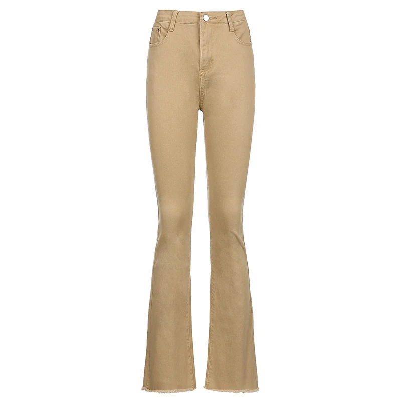 Vintage Y2K lace up flare trousers in camel beige