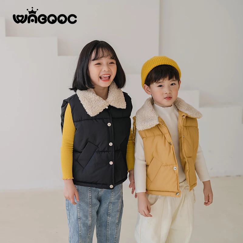 WABOOC/ г. Осенне-зимний милый детский жилет удобные пальто без рукавов из овечьей шерсти Модные жилеты для маленьких мальчиков и девочек
