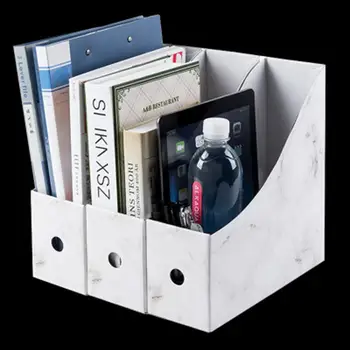 

3pMarble Cardboard File Holder Diy Bookend Waterproof Bookshelf Desktop Storage Tray School Office Organizer Stationery