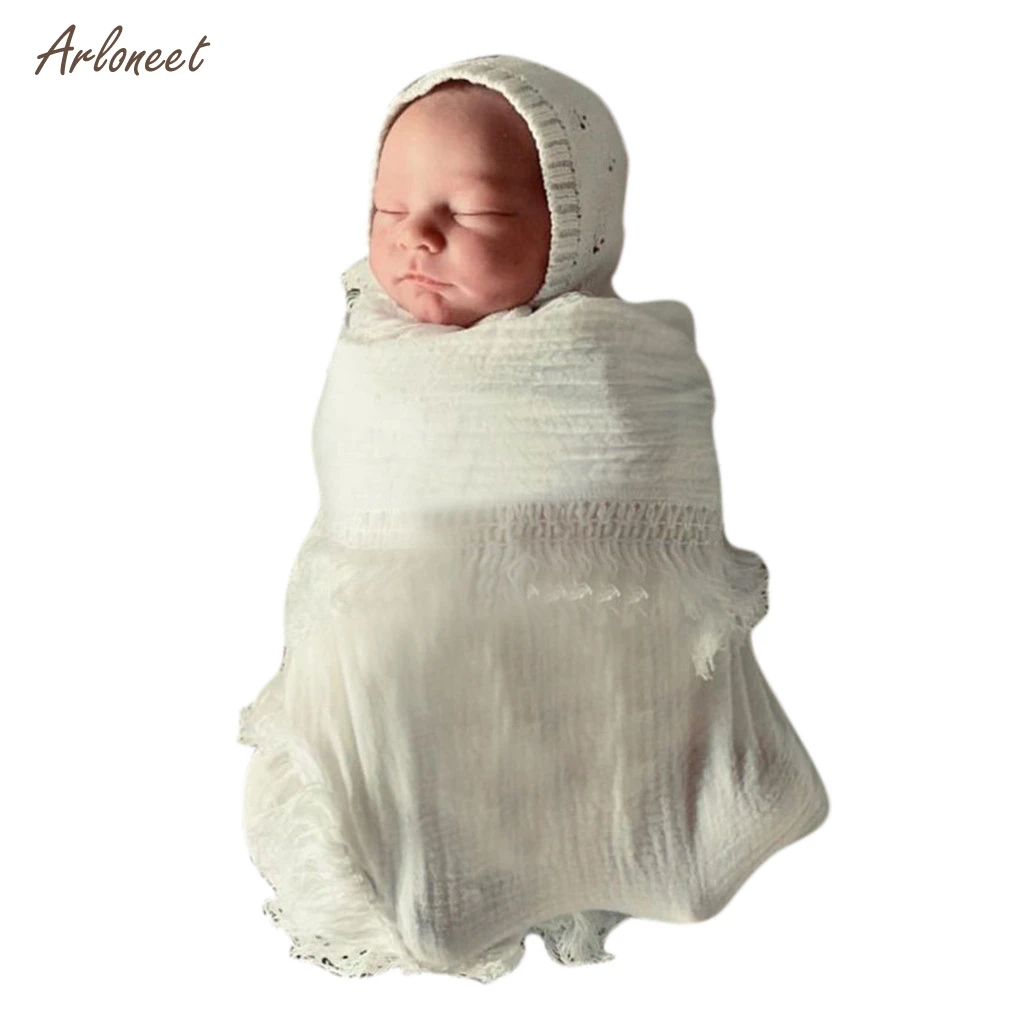 Хлопок одеяло для новорожденного Муслин Хлопок новорожденный сплошной кисточкой ребенка пеленать одеяло для новорожденных пеленка одеяла
