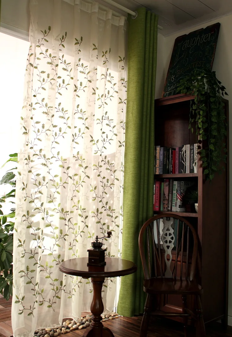 Американский кантри чистый высококачественный зеленый вышитый занавес прозрачный тюль пряжа экраны занавески s для гостиной столовой