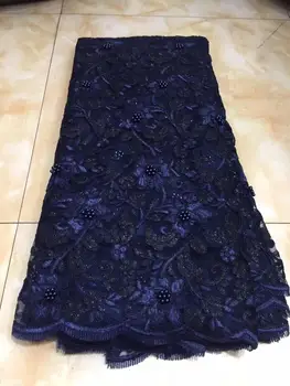 

NEW Navy hand-crafted 2019 French beaded lace 3d flower sequins luxury full bead bridal lace 5 yards YYZ256982