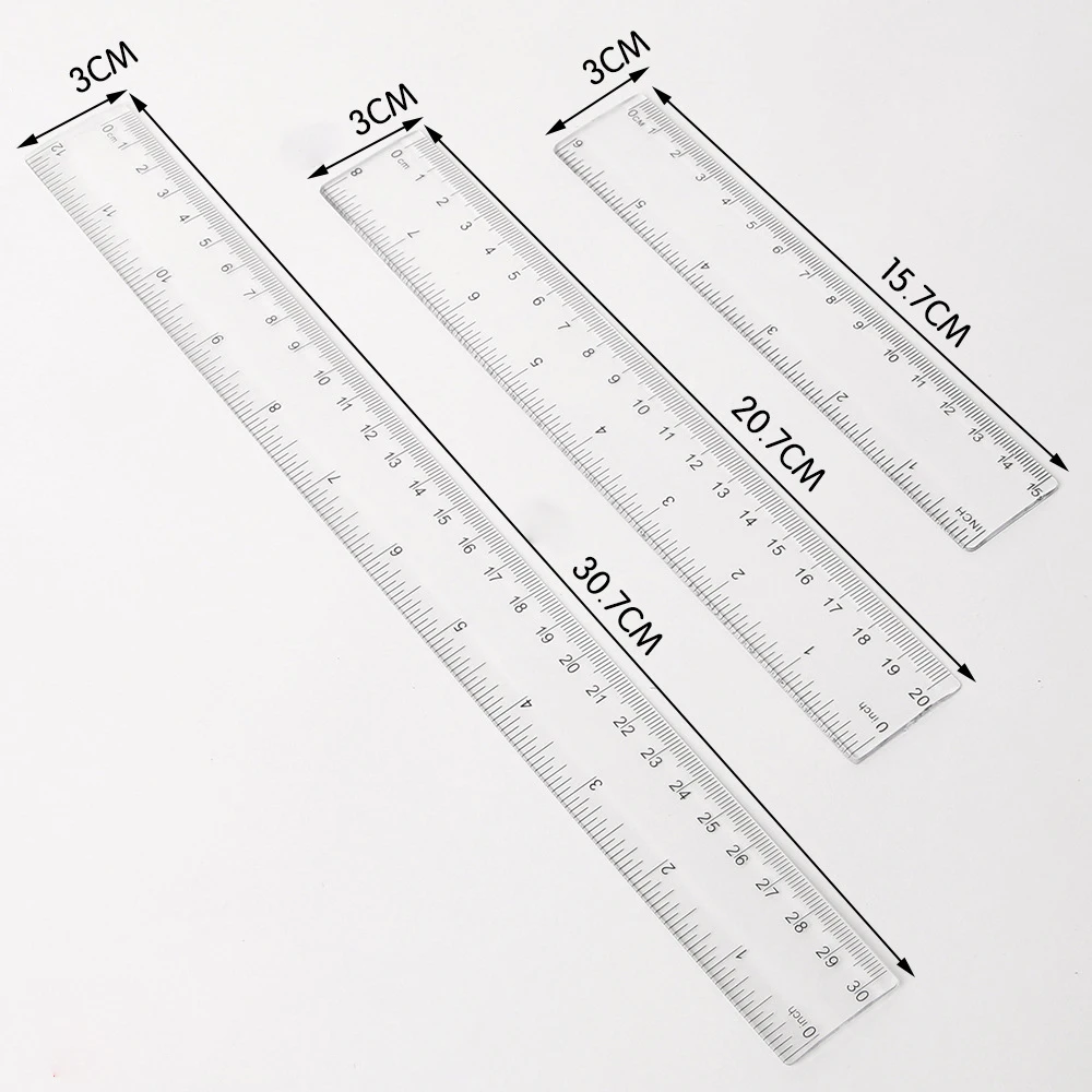 1Pcs Plastic Liniaal 15/20/30Cm Standaard/Metric Ruler Ruler Meten Student School Office bilaterale Printing School Leveranties