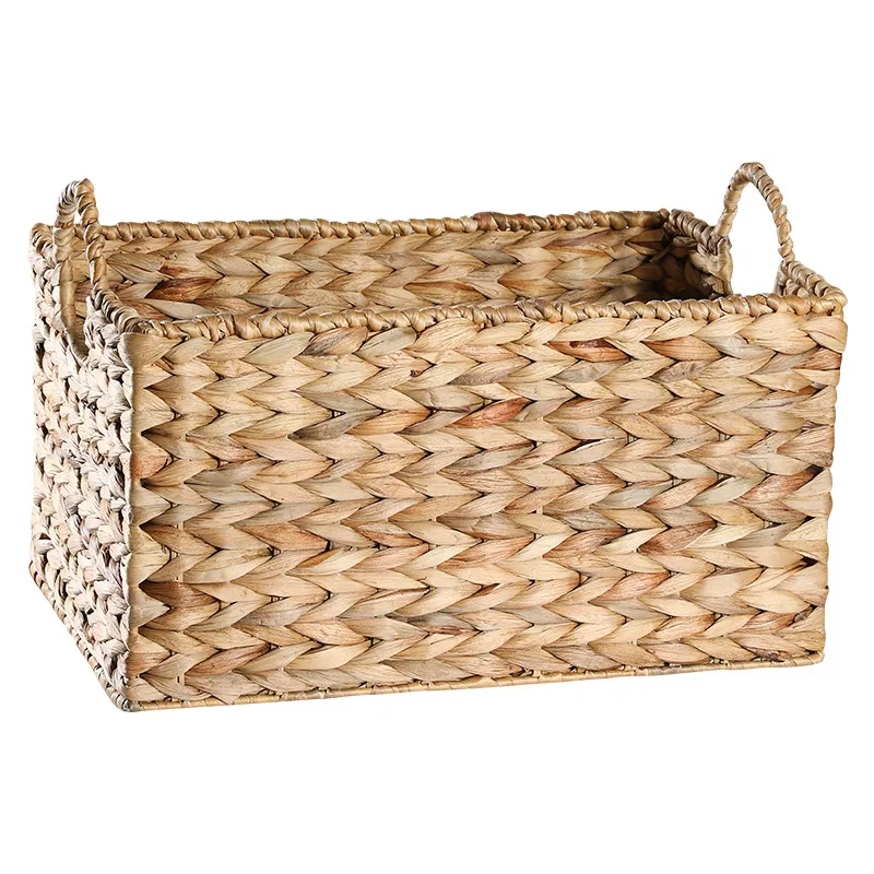 

Laundry Basket DIY Straw Large Capacity Square Hand-held Clothing Sundry Bookshelf arrangement Basket Indoor Storage Baskets