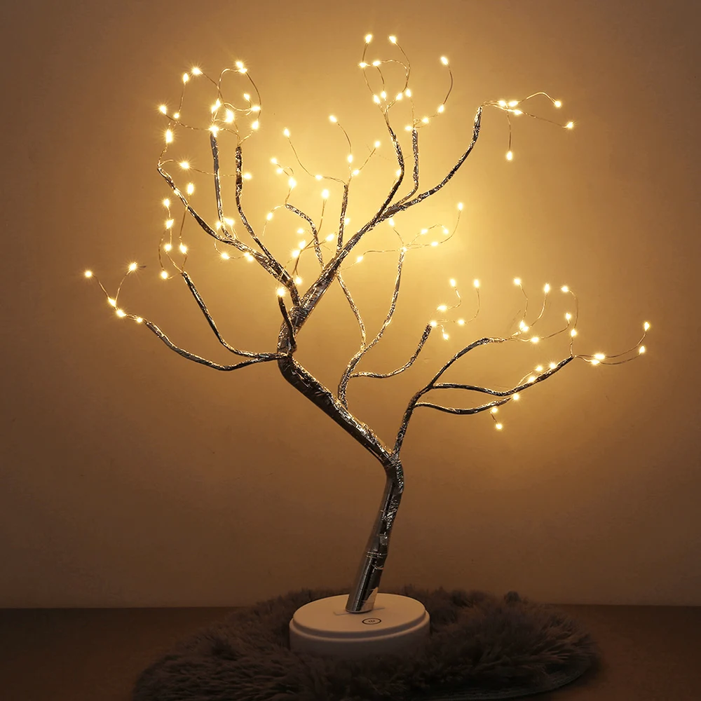 USB сенсорный выключатель яркая светодиодная лампа 108 светодиодный S поздравительные огни дерева медная Проволока Дерево для дома