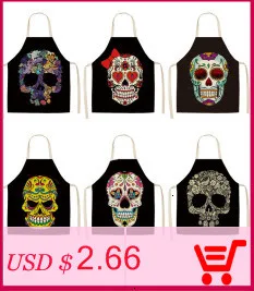 1PC Cotton Kitchen Aprons Linen Printed Sleeveless Pinafore Brief Geometric Women Home Cooking Baking Waist Bib 53*65cm WQL0150
