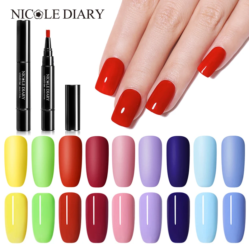 Маникюрный гель NICOLE DIARY ручка 3 в 1 Цветной Гель лак для ногтей Матовый верхний