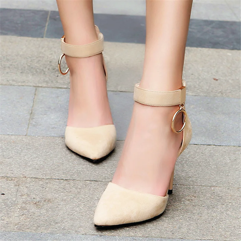 

free shipping 2020 spring and autumn models casual high-heeled women's new stiletto with suede wild korean sandals black po