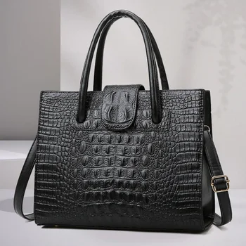 

Crocodile Pattern Leather Luxury Handbags Designer Ladies Big Tote Bags Alligator Large Capacity Female Shoulder Crossbody Bags