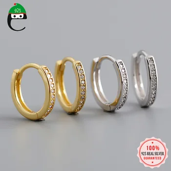 

ElfoPlataSi Real 925 Sterling Silver Fashion Geometric Design Dazzling CZ Hoop Earring For Women Fashion 925 Jewelry DA1842