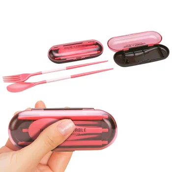 

3Pcs portable cutlery set spoon fork chopsticks foldable lunch accessories new arrival 2019 Faltbares Geschirr#B