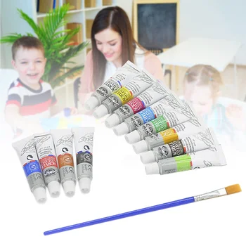 

12Pcs/set Acrylic Art Paints Set Watercolor Paints with Brush for Children Students Painting DIY @M23