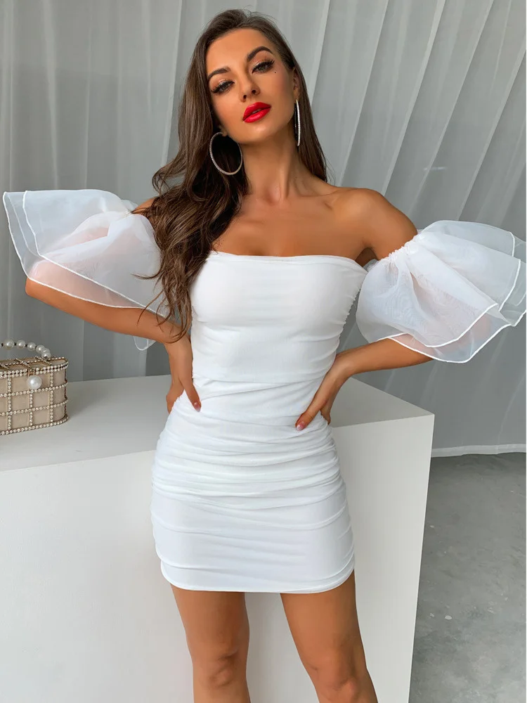 Женское однотонное платье DGIRL соблазнительное Плиссированное Сетчатое
