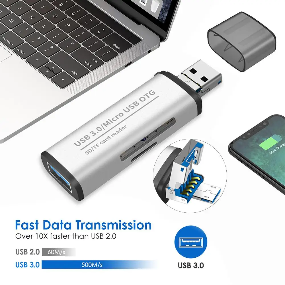 USB 3 0 высокоскоростной TF SD кардридер SDHC SDXC MMC OTG Android адаптер Micro SD/TF CF MS Microsd