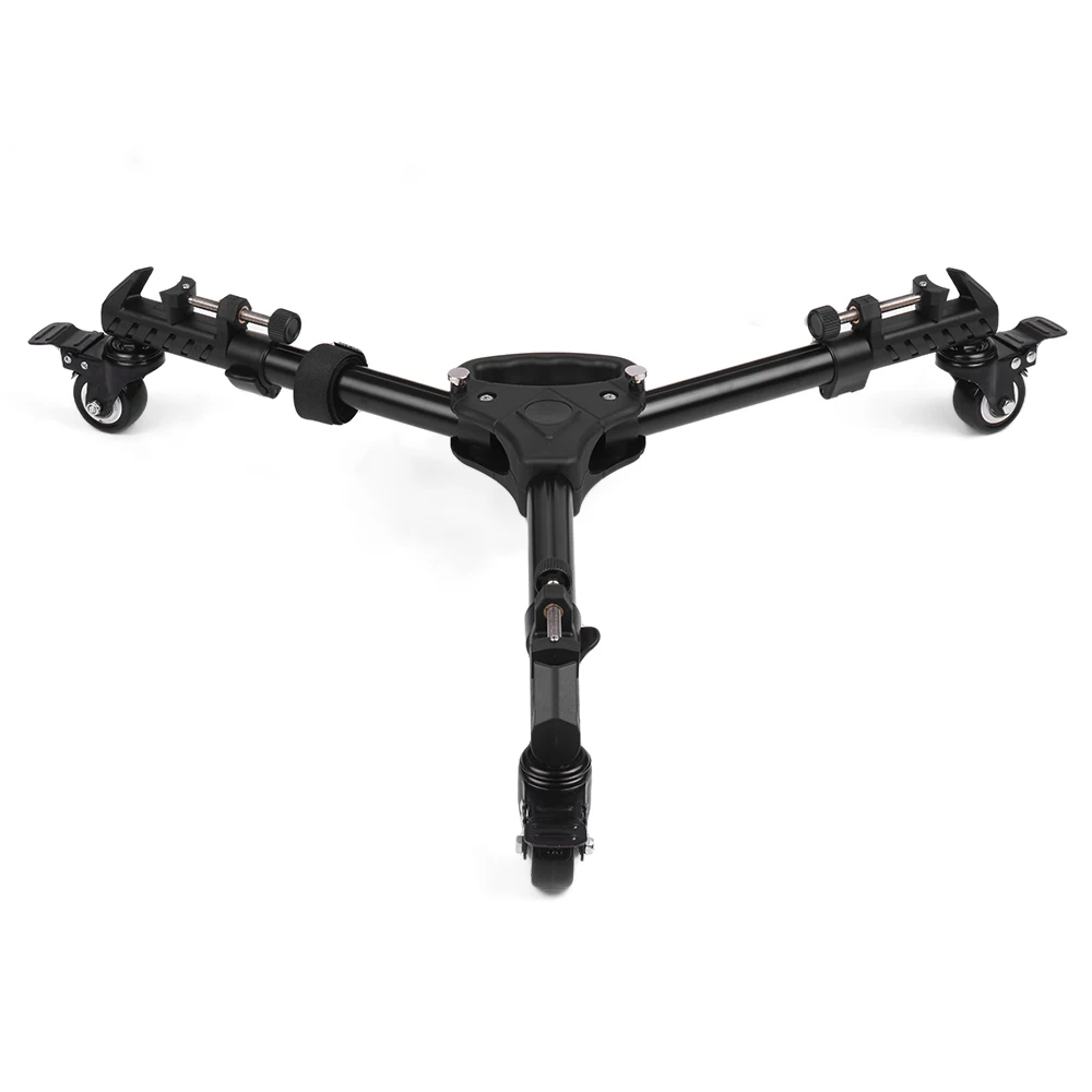 

Universal Foldable Photography Heavy Duty Tripod Dolly Base Stand Flexible Wheels Adjustable Legs MaxLoad 25kg with Carrying Bag