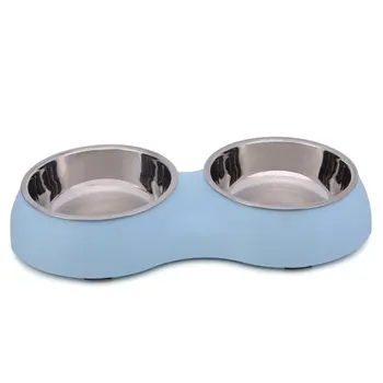 

Practical 2 In 1 Stainless Steel Pet Bowl Pet Water and Food Feeder Round Shape Dog Cat Water Dispenser Food Dish Bowl