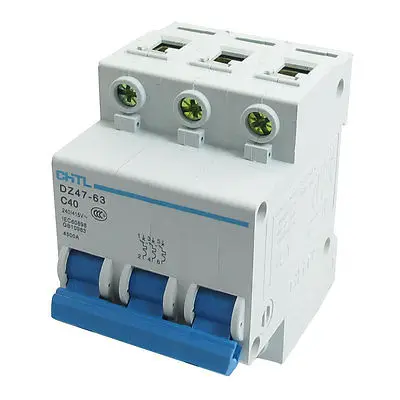 

DZ47-63 C40 40A 240/415VAC 4500A Breaking Capacity 3 Poles Circuit Breaker