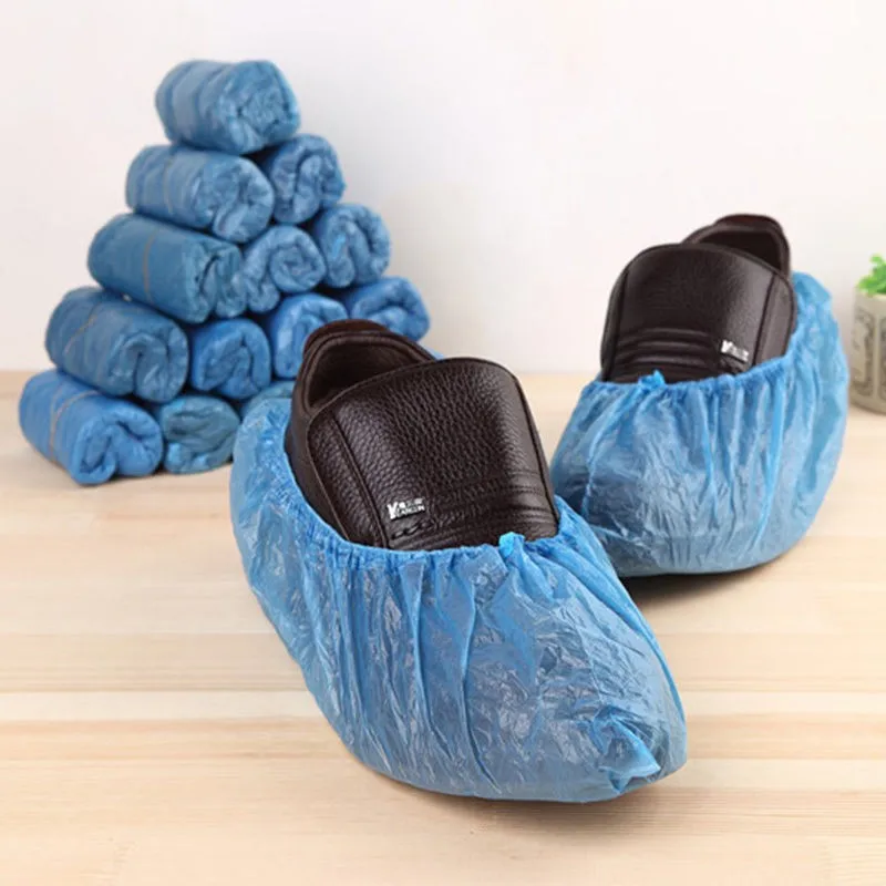 Cubiertas Desechables para Zapatos de plástico Impermeable Polvo de Zapatos Cubierta a Prueba de Botines de Calzado Cubrir la Limpieza Coprizapatillas 100pcs 