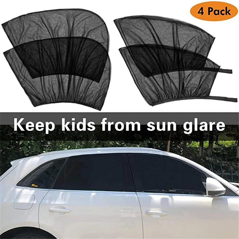 

4 Pack Summer UV Protection Car Front Rear Side Window Sun Shade Anti-mosquito Car Sunshade Net Mesh Curtain For Sedan SUV MPV