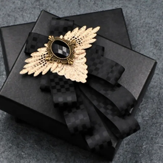 British New Fashion Men's Wedding Performance Groom Wedding-Party Flower Collar Bow Tie Pocket Towel Square Set Men Accessories Black plaid