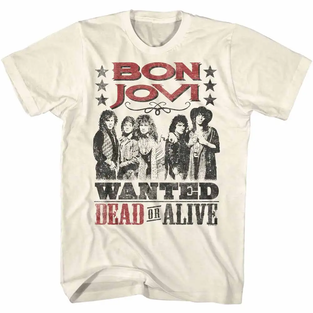 

Bon Jovi Men'S Short Sleeve T Shirt Natural Dead Or Alive Simple Short-Sleeved Cotton T-Shirt Top Tee Unisex Tees