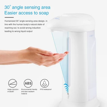 

330ml Automatic Soap Dispenser Portable ABS Infrared Sensor IPX3 Waterproof Liquid Sanitizer Leakproof Touchless Hands Free