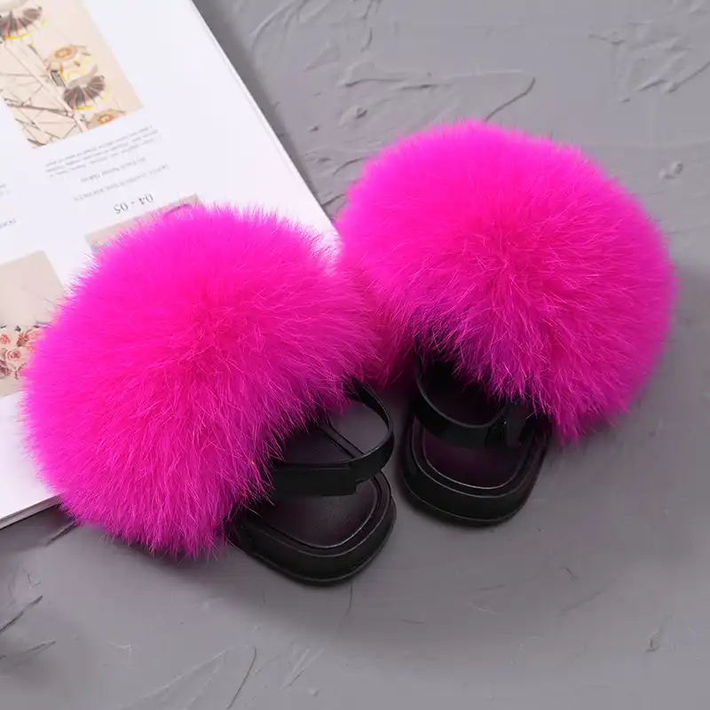 fluffy slides with backstrap