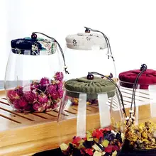 600/1000 мл тканевая крышка, утолщенная стеклянная банка для хранения, контейнер для зерна, герметичная пустая бутылка для кофе, зерен, сахар(случайный цвет