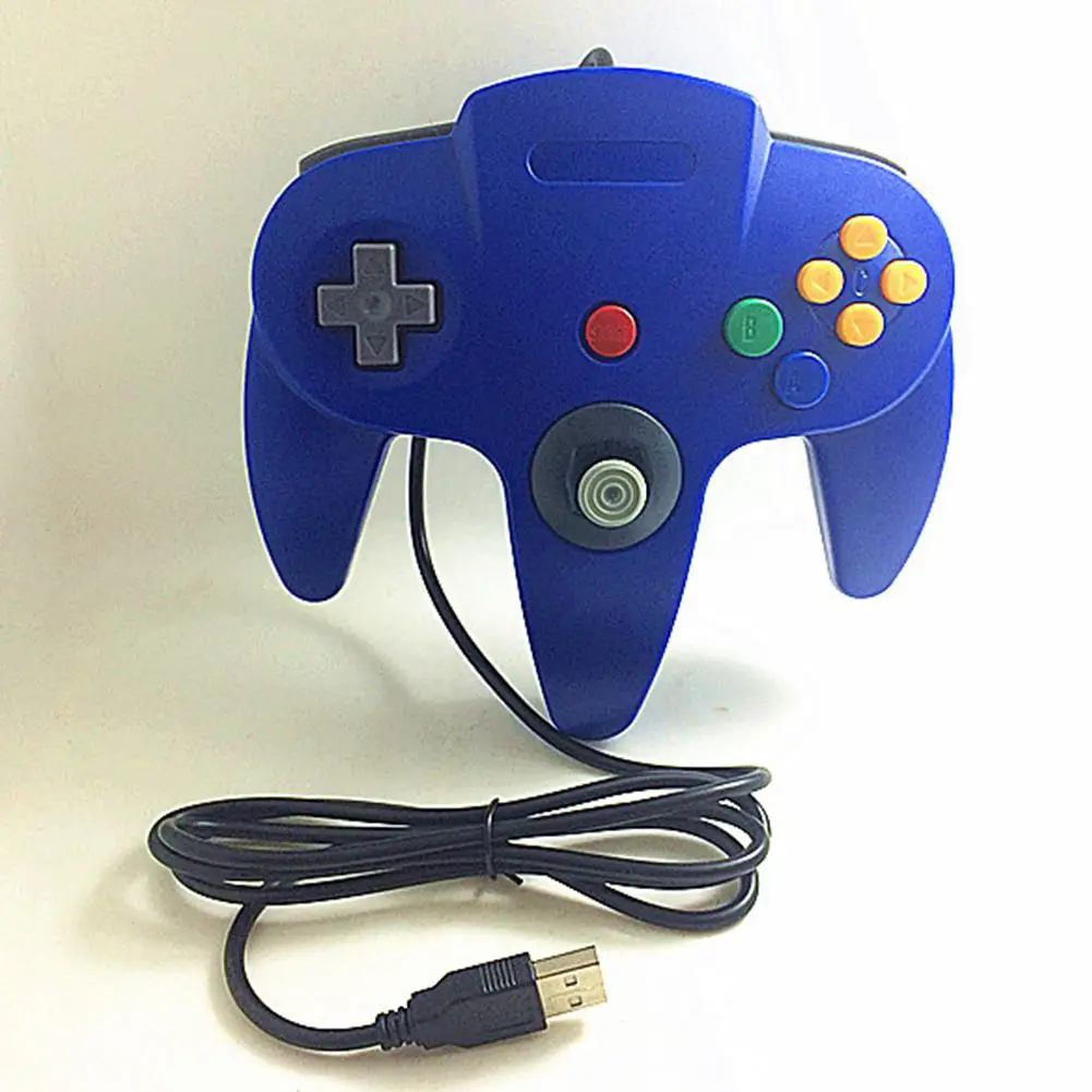 Для N64 геймпад джойстик USB проводной игровой джойстик игровой коврик для nintendo Gamecube игровой куб Mac Геймпад Классический ПК игровой контроллер - Цвет: blue