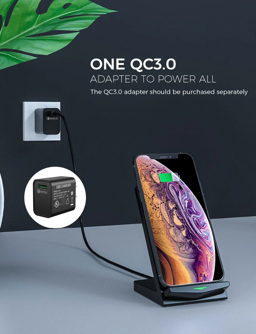 Seneo PA153 Wireless Charger Stand Quick Charger Dock 10W Fast Charging Samsung S10 S9 Note 9 10 7.5W For iPhone 11 XS XR X 8 (8)