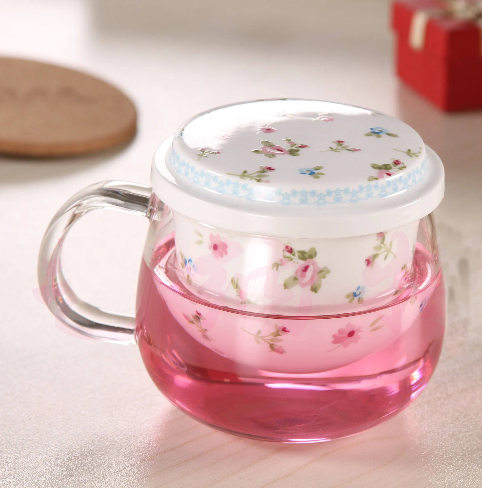 Термостойкая боросиликатная стеклянная чашка для воды керамический фильтр желчная чашка для чая офисная чашка для воды керамическая круглая трехсекционная чашка для чая AQ279