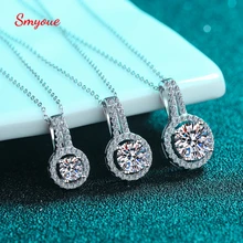 

Smyoue VVS1 D Color 0.5 1 2 Carat Moissanite Pendant For Women Round 100% 925 Sterling Silver Clavicle Necklace Jewelry Gift